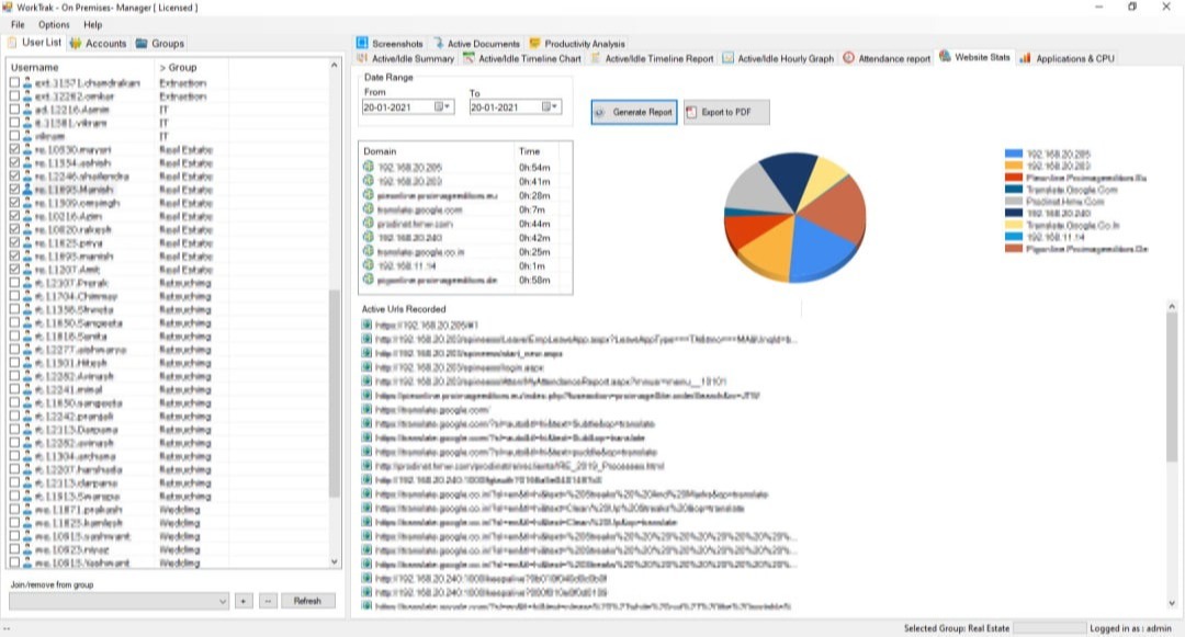 Worktrak_On Premises_Websites usage tracking